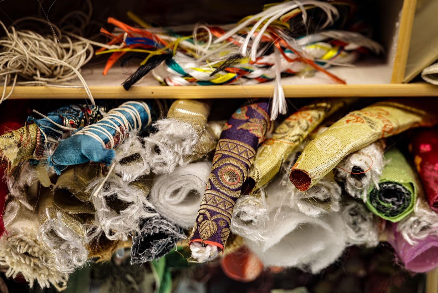 Assorted woven fabric rolls for garment development